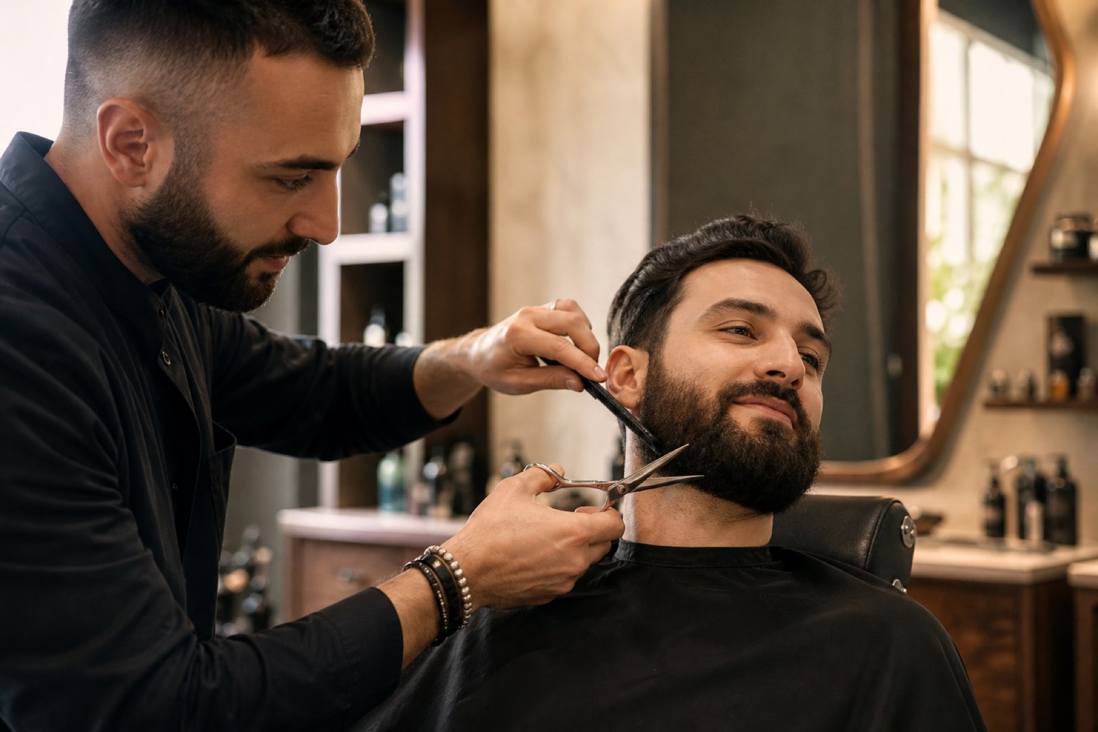 Professional barber providing a complete grooming service